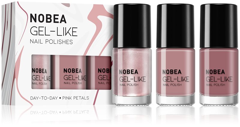 NOBEA Day-to-Day 3-Piece Gel-like Nail Polish set set de lacuri de unghii Pink Petals