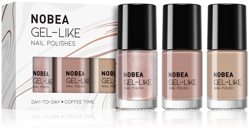 NOBEA Day-to-Day 3-Piece Gel-like Nail Polish set set de lacuri de unghii Coffee Time