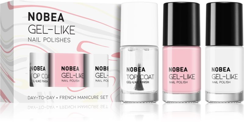 NOBEA Day-to-Day 3-Piece Nail Polish set with Top coat set de lacuri de unghii French manicure set