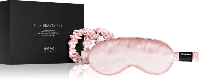Notino Silk Collection Sleeping mask & Scrunchies Set set cadou culoare Pink