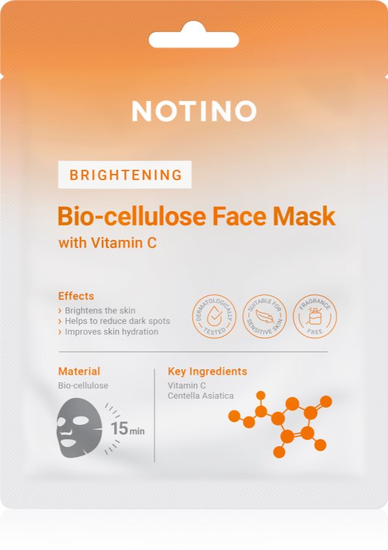 Notino Brightening Bio-Cellulose Face Mask with Vitamin C mască textilă iluminatoare 25 g