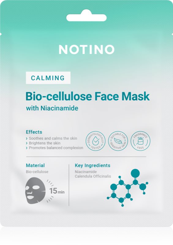 Notino Calming Bio-Cellulose Face Mask with Niacinamide mască textilă calmantă 25 g