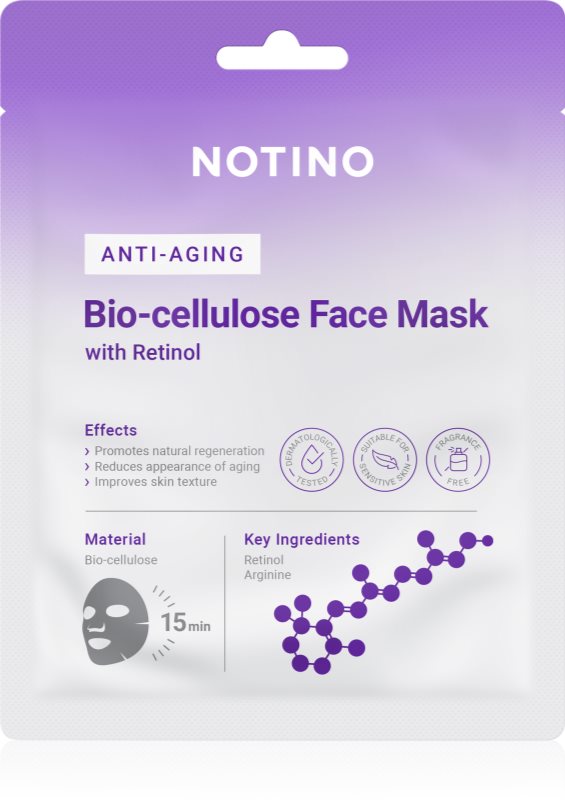 Notino Anti-Aging Bio-Cellulose Face Mask with Retinol mască textilă cu efect antirid 25 g
