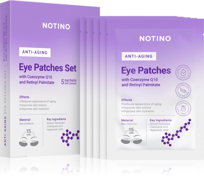 Notino Anti-Aging Bio-Cellulose Eye Patches Set with Coenzyme Q10 and Retinyl Palmitate Masca pentru ochi impotriva ridurilor zona ochilor