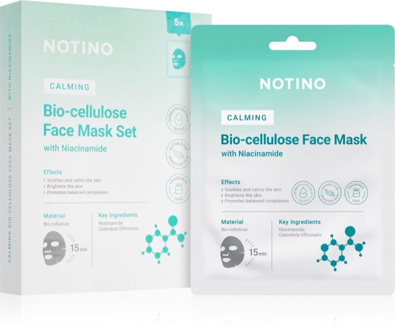 Notino Calming Bio-Cellulose Face Mask with Niacinamide set de măști textile cu efect calmant