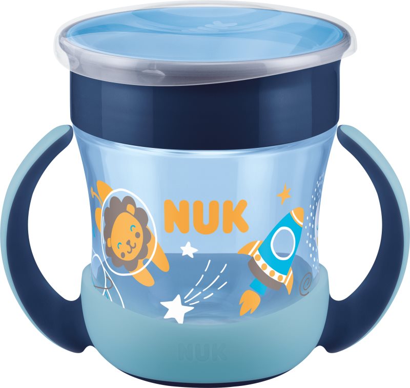 NUK Magic Cup Night ceasca cu mânere 6m+ Blue 160 ml