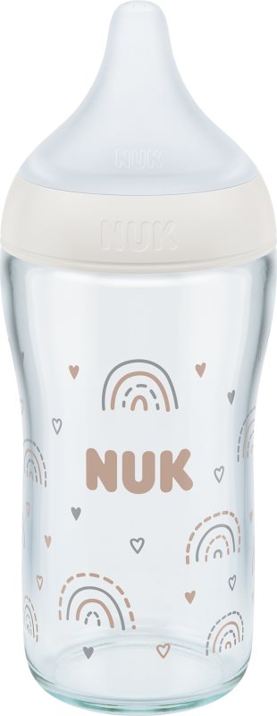 NUK Perfect Match Glass Bottle biberon de sticlă cu controlul temperaturii 3m+ 230 ml