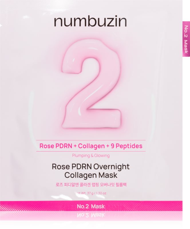 Numbuzin No. 2 Rose PDRN OverNight Collagen Mask mască hrănitoare profundă pentru noapte 4 buc