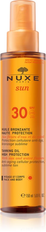Nuxe Sun Tanning Oil High Protection ulei pentru plaja corp si fata SPF 30 150 ml
