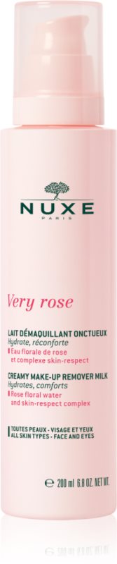 Nuxe Very Rose Creamy Make-up Remover Milk lotiune faciala fina pentru toate tipurile de ten 200 ml