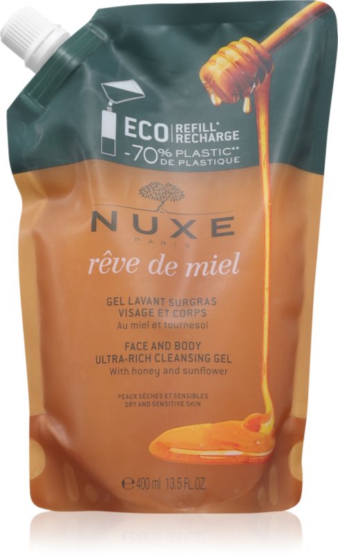 Nuxe Rêve de Miel Face and Body Ultra-Rich Cleansing Gel gel de curățare pentru piele uscata si sensibila refill 400 ml