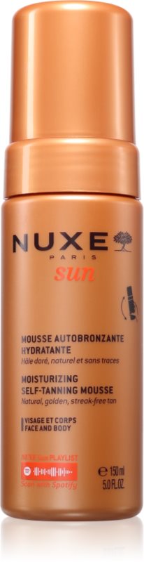 Nuxe Sun Moisturizing Self-Tanning Mousse spumă bronzare pentru față și corp 150 ml