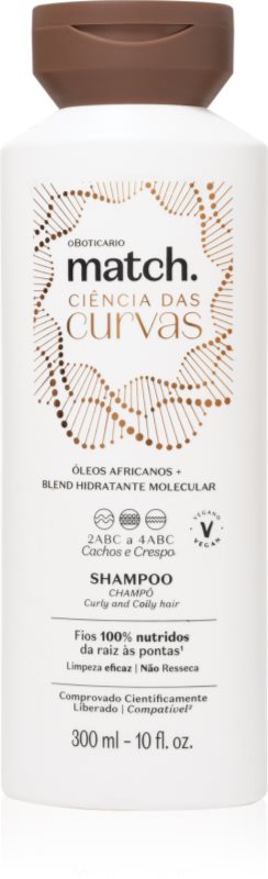 oBoticário Match. Science of Curves șampon hidratant pentru păr creț și ondulat 300 ml