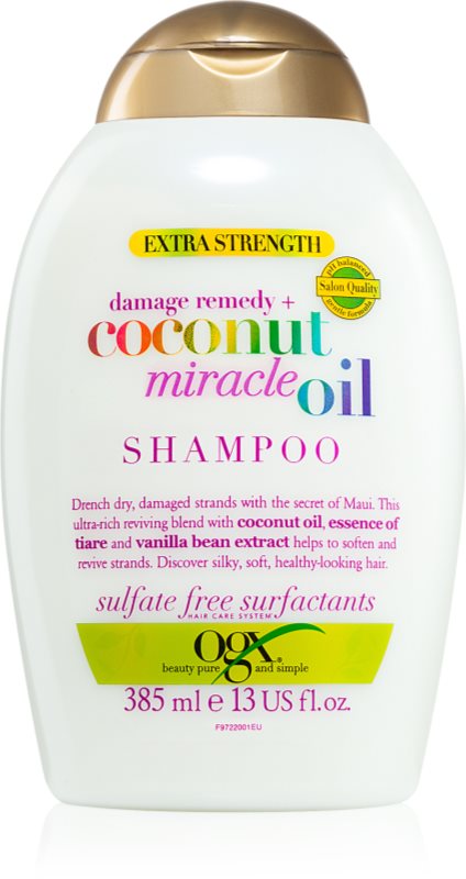 OGX Coconut Miracle Oil șampon fortifiant pentru păr deteriorat cu ulei de cocos 385 ml