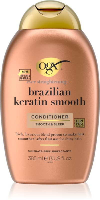 OGX Brazilian Keratin Smooth balsam cu efect de netezire pentru un par stralucitor si catifelat 385 ml
