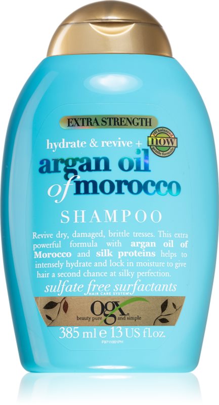 OGX Argan Oil Of Morocco Extra Strenght sampon reparator pentru par fragil foarte deteriorat 385 ml