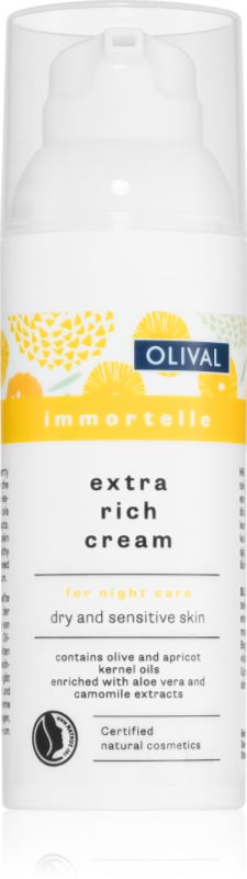 Olival Immortelle Extra Rich Cream crema de noapte nutritiva pentru ten uscat și sensibil 50 ml