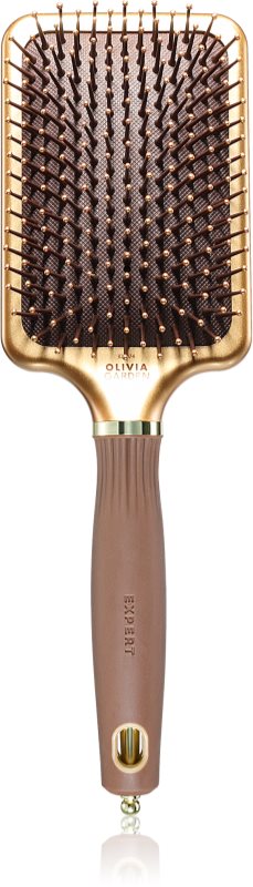 Olivia Garden Rectangular Paddle perie pentru par usor de pieptanat Gold&Brown 1 buc