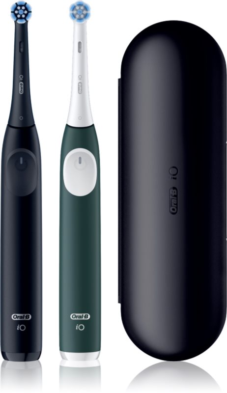 Oral-B iO2 Clean & Gentle periuta de dinti electrica cu sac pachet duo Matt Black & Forest Green