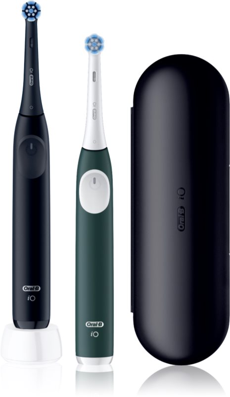Oral-B iO2 Clean & Gentle periuta de dinti electrica cu sac pachet duo Matt Black & Forest Green