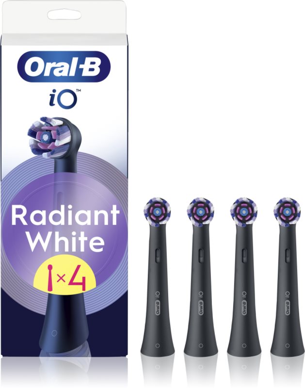 Oral-B iO Radiant White capete de schimb pentru periuta de dinti cu fibre de albire Black 4 buc
