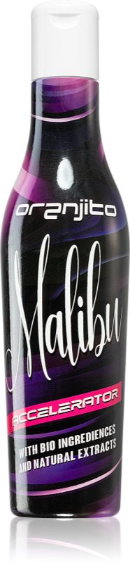 Oranjito Malibu Accelerator loțiune pentru bronzat la solar, cu componente bio și accelerator de bronzare unisex cu parfum White Tea 200 ml