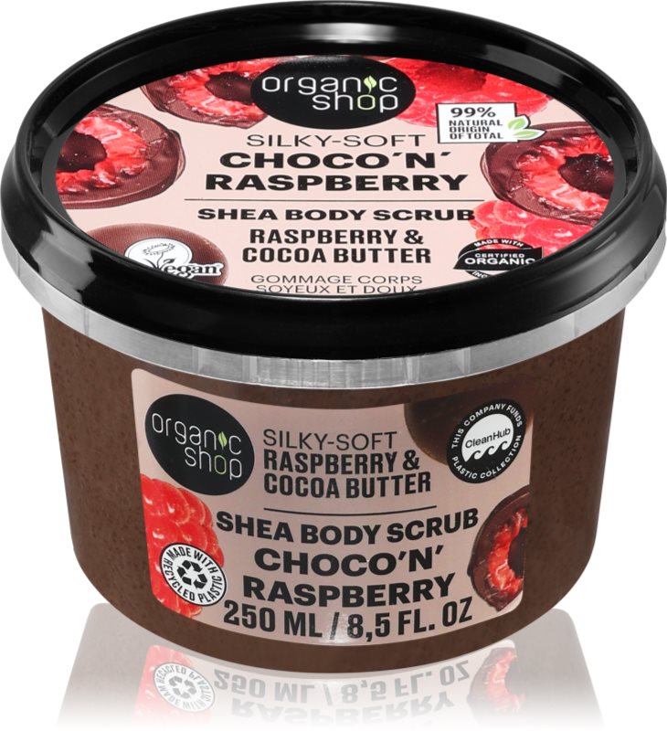 Organic Shop Choco'n'Raspberry exfoliant delicat pentru corp unt de shea 250 ml