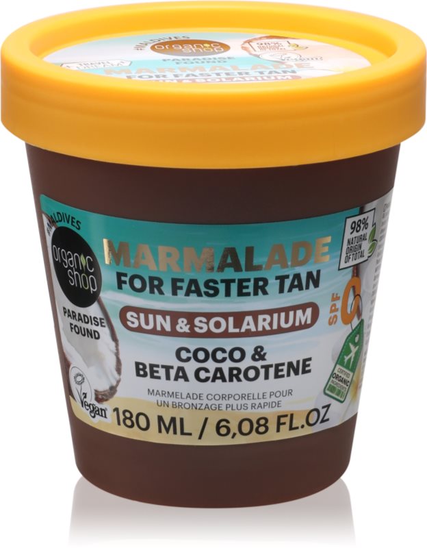 Organic Shop Paradise Found Coco & Beta Carothene unt pentru corp pentru intensificarea bronzului 180 ml