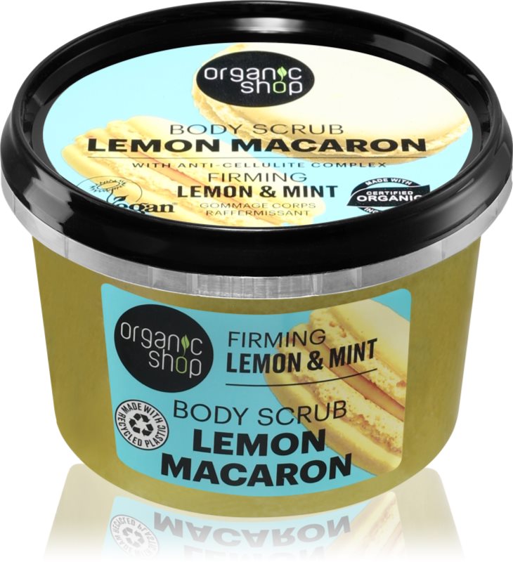 Organic Shop Lemon Macaron gel de dus exfoliant pentru fermitate 250 ml