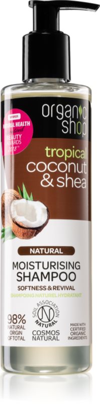 Organic Shop Natural Coconut & Shea sampon hidratant pentru păr uscat și deteriorat 280 ml