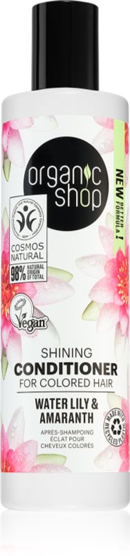 Organic Shop Organic Shea & Lily balsam pentru păr ușor de pieptănat cu efect iluminator pentru păr vopsit 280 ml
