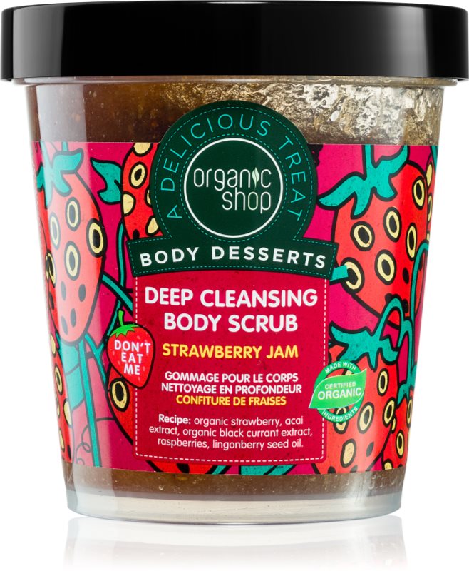 Organic Shop Body Desserts Strawberry Jam peeling de curățare profundă pentru corp 450 ml