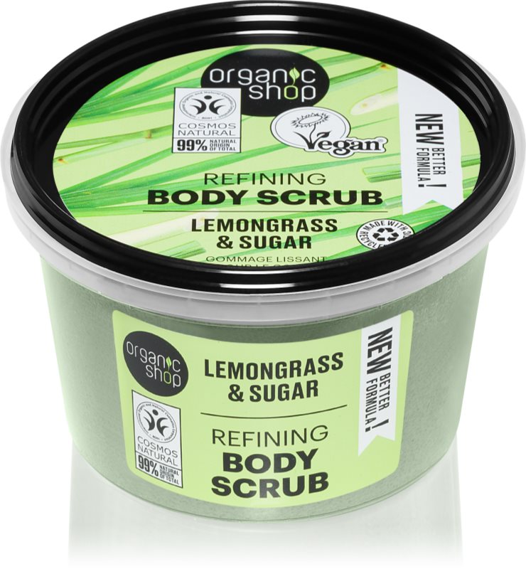 Organic Shop Lemongrass & Sugar crema delicata pentru exfoliere pentru corp 250 ml