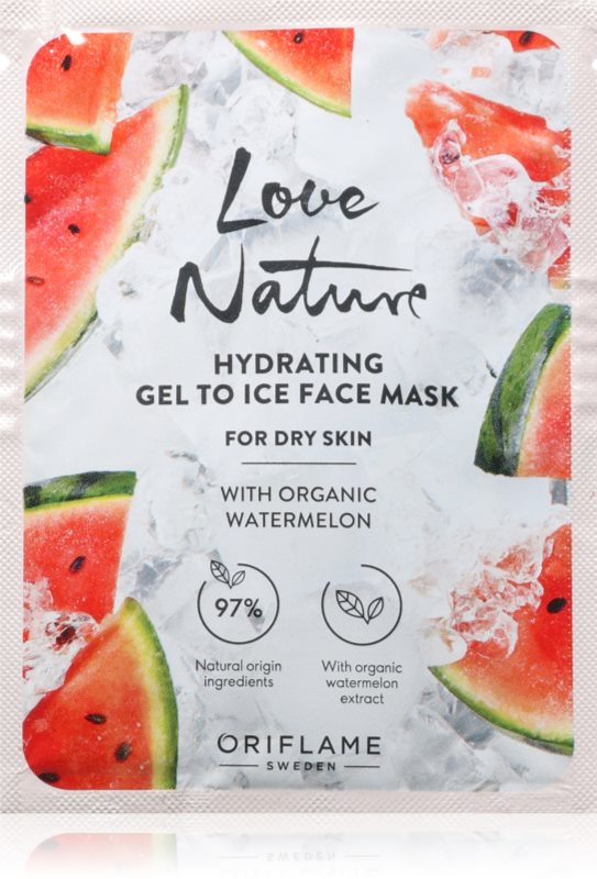 Oriflame Love Nature Gel To Ice Organic Watermelon masca faciala hidratanta pentru tenul uscat 10 ml