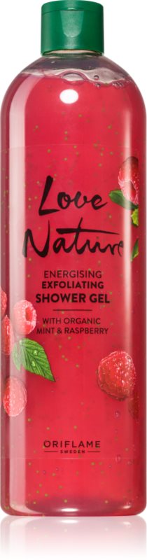 Oriflame Love Nature Organic Mint & Raspberry gel exfoliant de curatare cu arome de zmeura 500 ml