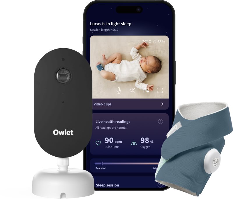 Owlet Dream Duo Dream Sock & Dream Sight set pentru bebeluși Bedtime Blue