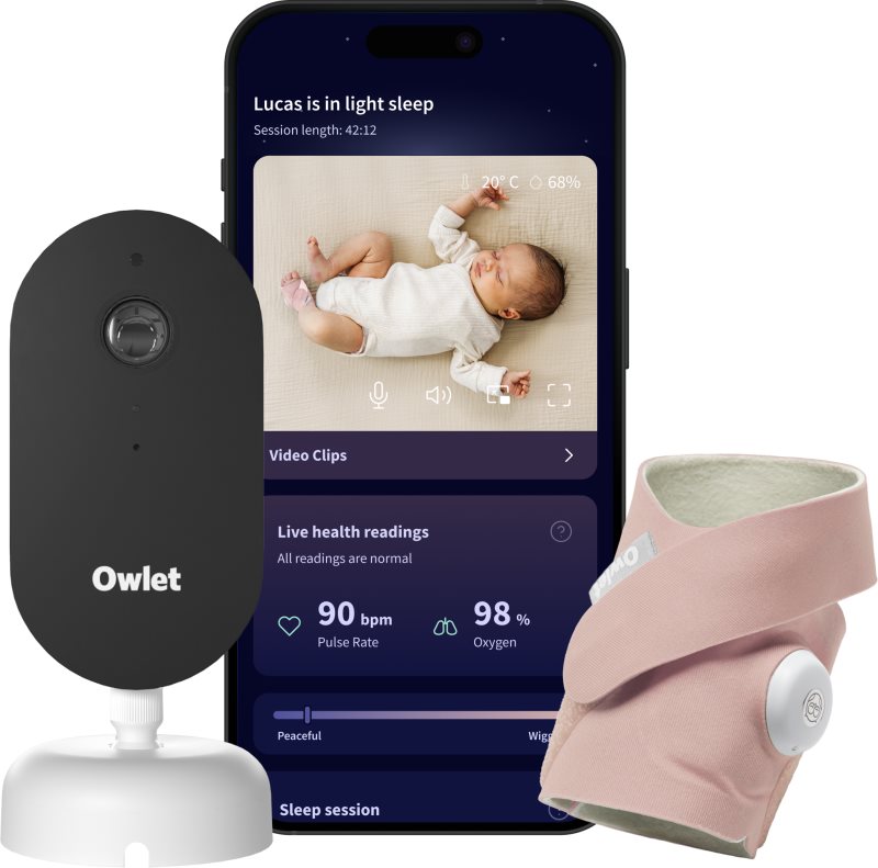 Owlet Dream Duo Dream Sock & Dream Sight set pentru bebeluși Dusty Rose