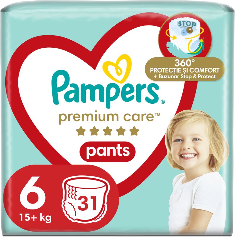 Pampers Premium Care Pants Size 6 scutece de unică folosință tip chiloțel 13 - 19 kg 31 buc