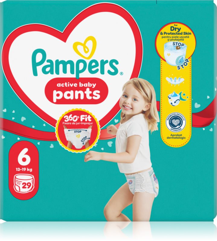 Pampers Active Baby Pants Size 6 scutece de unică folosință tip chiloțel 13-19 kg 29 buc