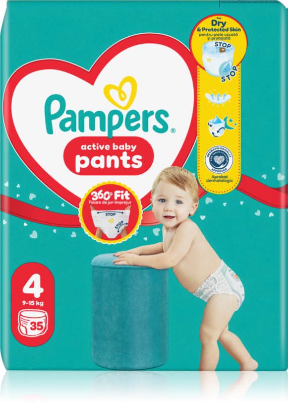 Pampers Active Baby Pants Size 4 scutece de unică folosință tip chiloțel 9-15 kg 35 buc