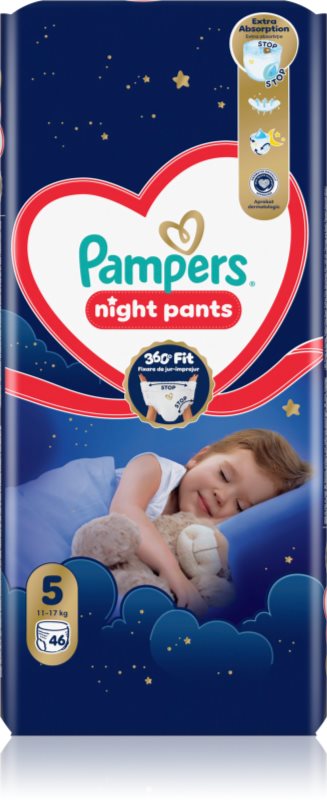 Pampers Night Pants Size 5 scutece de unică folosință tip chiloțel pentru noapte 11-17 kg 46 buc