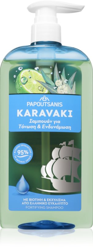 PAPOUTSANIS Karavaki Tonic & Strength șampon pentru păr 600 ml