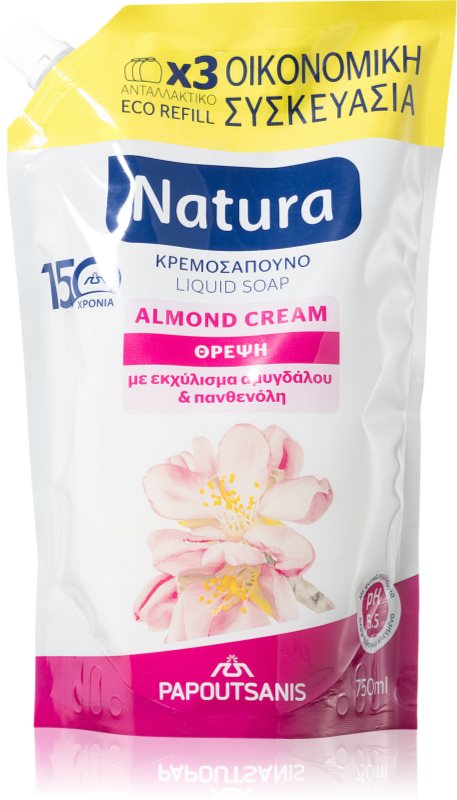 PAPOUTSANIS Natura Almond Cream săpun lichid rezervă 750 ml