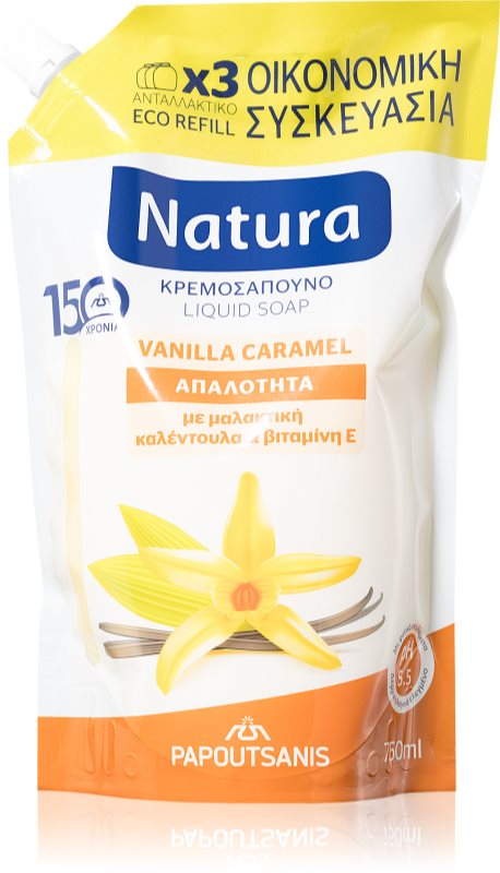 PAPOUTSANIS Natura Vanilla Caramel săpun lichid rezervă 750 ml