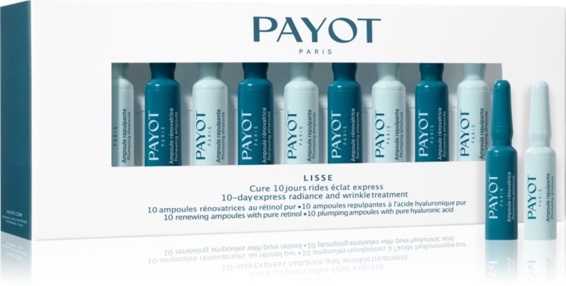 Payot Lisse Cure 10 Jours Rides Éclat Express tratament antirid de 10 zile, cu acid hialuronic și retinol pentru femei 20x1 ml