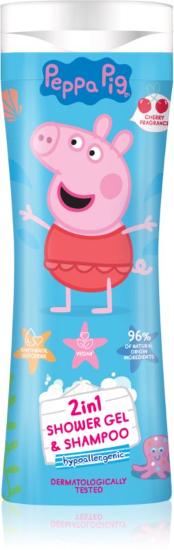 Peppa Pig Shower gel & Shampoo 2 in 1 gel de dus si sampon pentru copii Cherry 300 ml