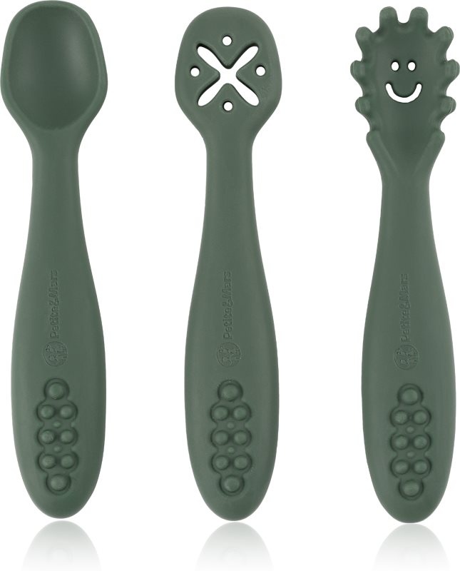 Petite&Mars Take&Match 6m+ linguriță pentru copii Misty Green 3 buc