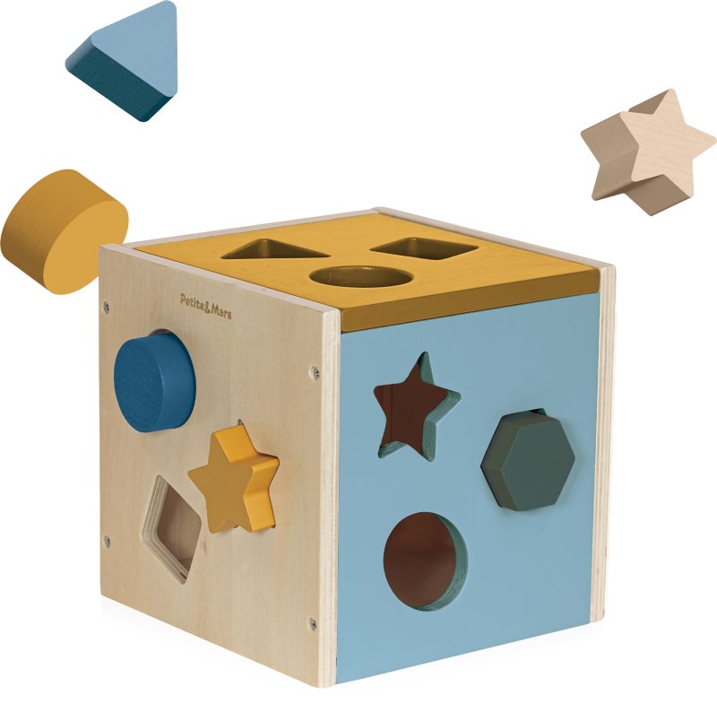 Petite&Mars Wood of Mars Gravity jucărie interactivă cu piese care se pot insera din lemn 12m+ Cosmic Blue 1 buc