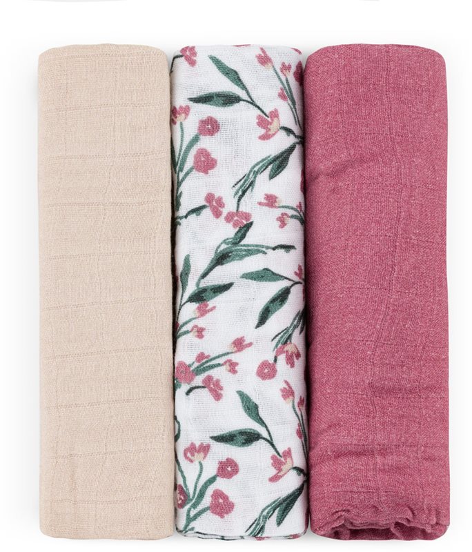 Petite&Mars Moussy scutece textile Pink Meadow 68 x 68 cm 3 buc
