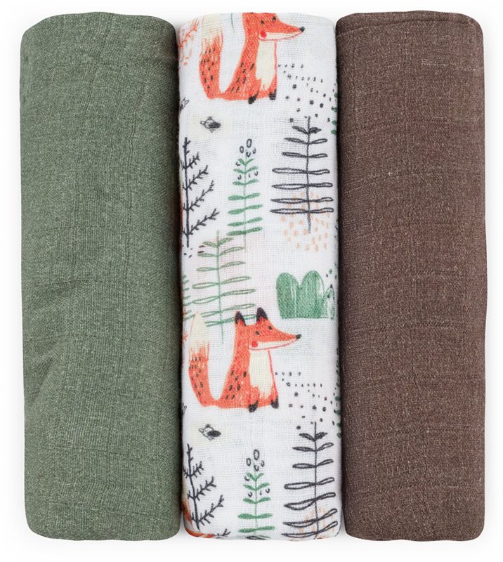 Petite&Mars Moussy scutece textile Forest Fox 68 x 68 cm 3 buc